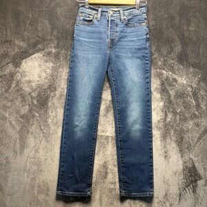 Levi's Wedgie Straight Womens 25 Blue Denim High Rise Button Fly Casual Jeans
